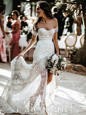 Modest Sweetheart Neck Lace Bridal ...
